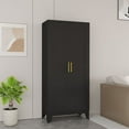 thumbnail image 4 of 61.1"H Metal Stoarge Cainbet with 2 Doors and 3 Adjuctable Shelves for Kitchen Pantry Home Office, 4 of 6
