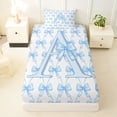 thumbnail image 3 of Erosebridal Cute Coquette Bowknot Twin Sheet Sets For Kids,Blue Cartoon Letter A Monogram Bedding 3-Piece, 3 of 6