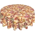 thumbnail image 4 of Fall Tablecloth, Falling Leaves Round Tablecloth 60 Inch, Autumn Thanksgiving Round Table Cloth for Rustic Farmhouse Kitchen Decor, Wipeable Polyester Fabric Table Cover for Outdoor Holiday Party, 4 of 6