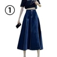 thumbnail image 1 of Stretch Denim Wide Flared Maxi Skirt With Front And Back Pockets, 1 of 6