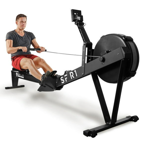 FlexWave Indoor Rowing Machine with 10-Level Wind Resistance, LCD Display, Adjustable Seat and Footrests, Quiet Operation, 330 lbs Capacity