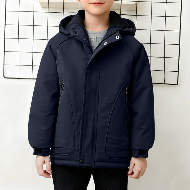 Parkas de manga larga, chaqueta con capucha y bolsillos para niños de tallas medianas y grandes, chaqueta tipo cárdigan.