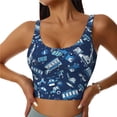thumbnail image 2 of Haiem Blue Bus Pattern Womens Sports Bra - U Neck Padded Low Impact Yoga Bra Workout Crop Top Gym Moisture-Wicking Workout Vest -XX-Large, 2 of 9