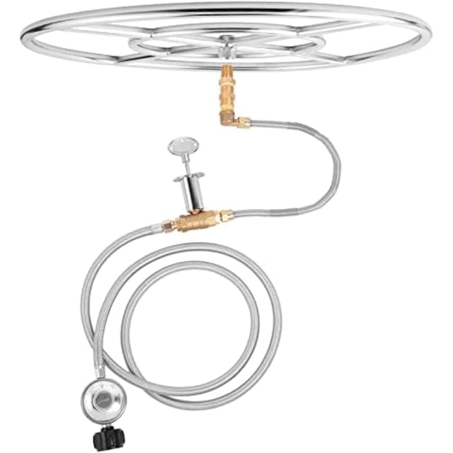 Ensemble d'Anneau de Feu au Propane Rond de 24 Pouces pour Bricolage et Mise à Niveau, Foyer au Propane, Acier Inoxydable 304 Robuste, Usage Intérieur et Extérieur