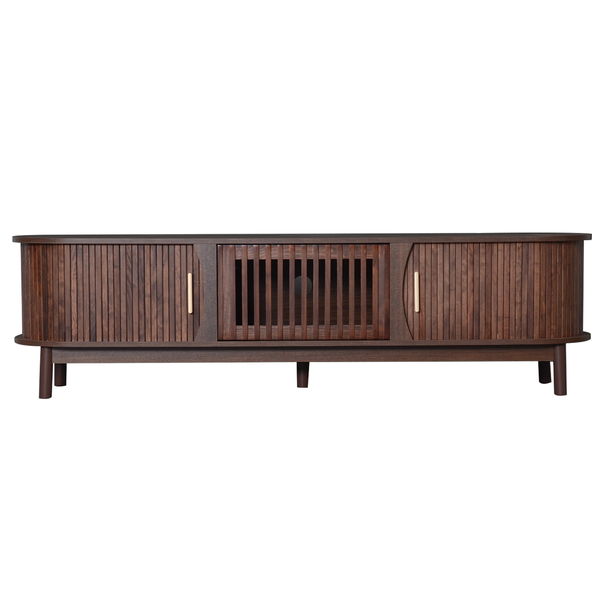 Modern Farmhouse TV Stand for 75" TVs, Wood Entertainment Center with Storage Cabinet, TV Console Table for Living Room, Bedroom