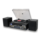 TechPlay Commander B, 3 Speed Turntable w/ Pitch Control, CD Player, Amplifier W/ VU Meter, Bluetooth and USB Recording