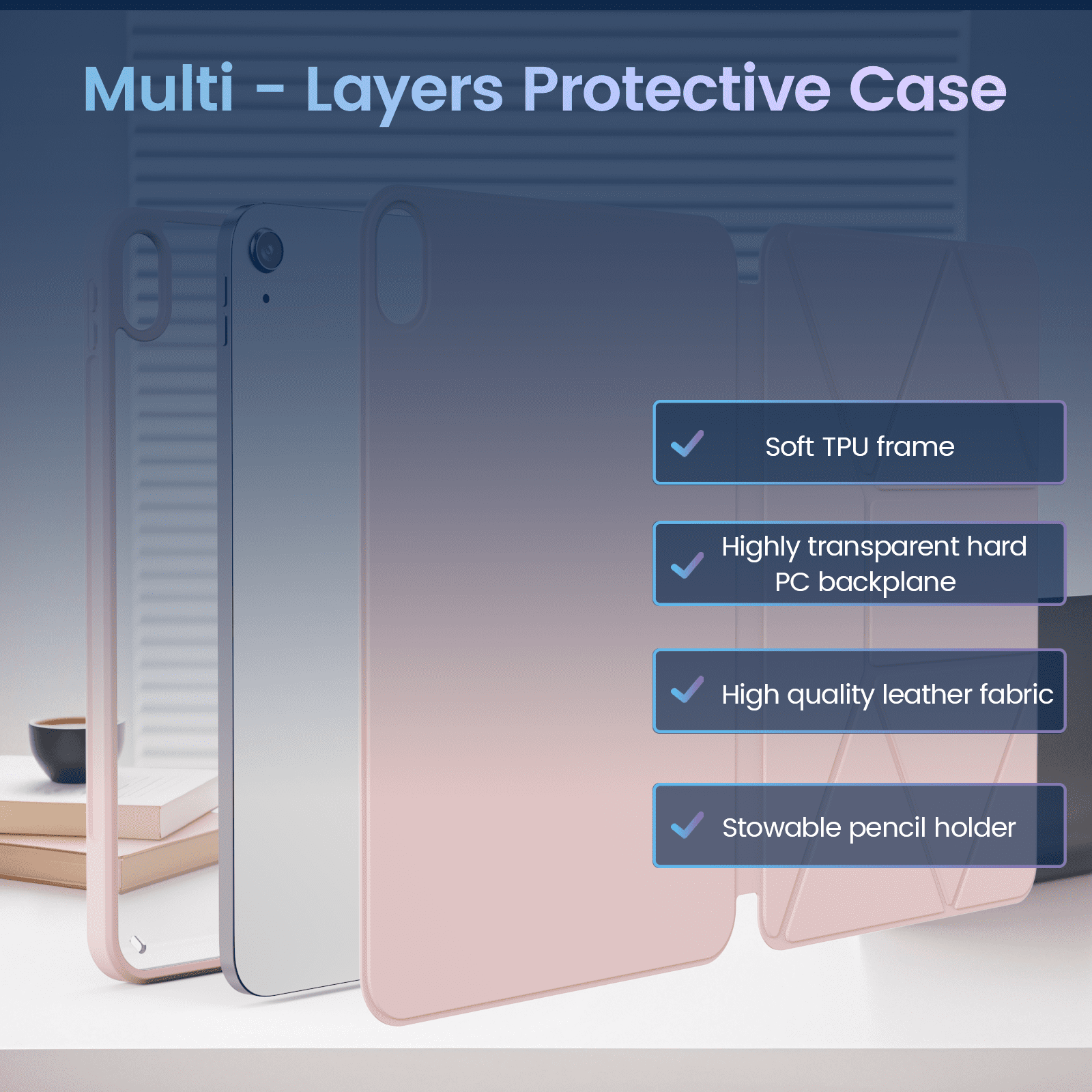 KVTVOU Case for iPad (A16) 11th Generation 11 Inch 2025, iPad 10th Generation 10.9 inch 2022 with Pencil Holder, Auto Wake-Sleep,Clear Acrylic Back Shell, Magnetic attraction increases,Pink