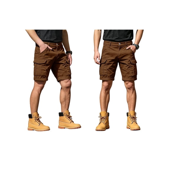 GrmtClth Cargo Shorts For Men Lightweight Quick Dry Outdoor Travel Cargo Shorts Multi Utility Storage Pockets Relaxed Fit Breathable Shorts Coffee 2XL
