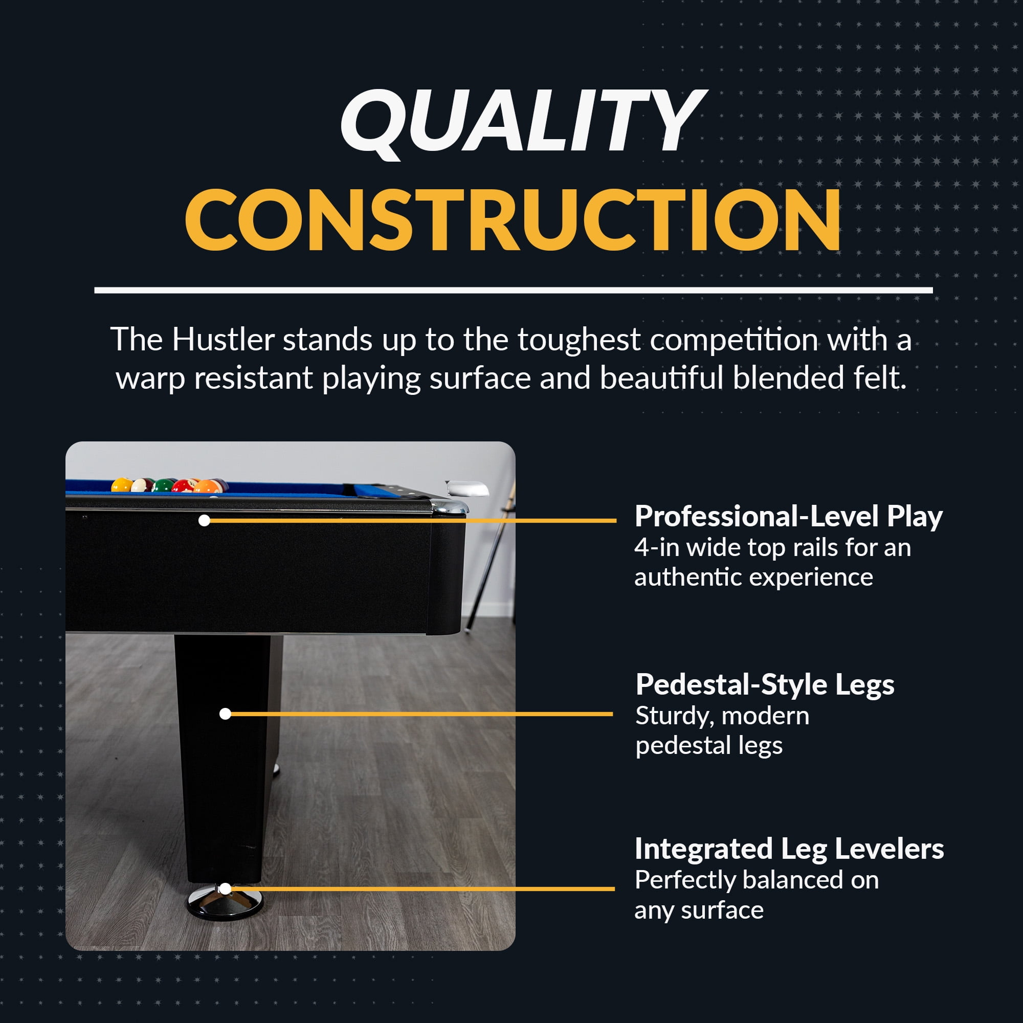 Hathaway Hustler Pool Table with Blue Felt, 96-in L x 54-in W