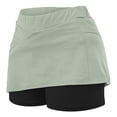 thumbnail image 6 of QATAINLAV Womens Tennis Sports Skirt with Shorts Solid Color Casual Yoga Running Skorts Milk Silk Soft Layered Ruffle Mini Skirts Mint Green 4XL, 6 of 7