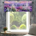 thumbnail image 4 of Purple Lavender Farmhouse Short Window Curtain Valances, Spring Country Oil Painting Butterfly Flower Rod Pocket Kitchen Valances for Living Room Bedroom Bathroom Cafe 42" x 18", 4 of 8