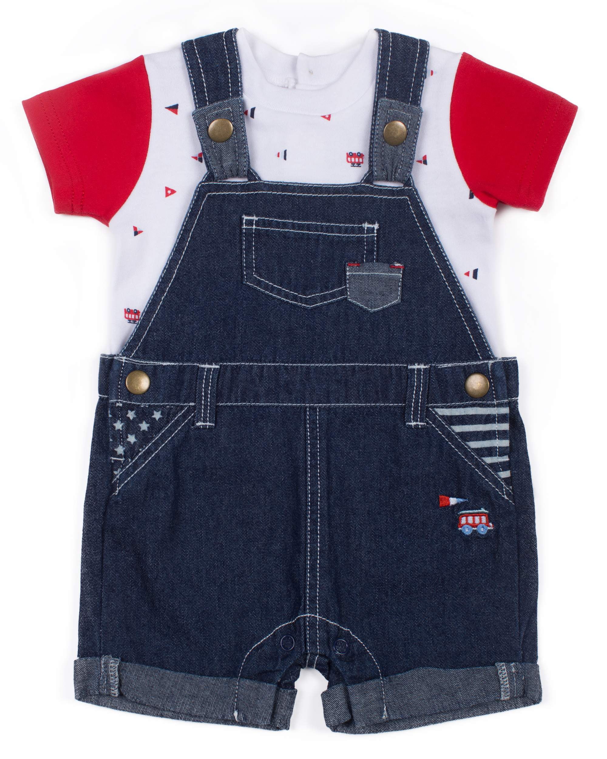 Baby Boy Americana T-shirt & Shortalls, 2pc Outfit Set - Walmart.com