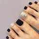 thumbnail image 1 of Uñas falsas mate para dedos de los pies, uñas negras, uñas postizas para dedos de los pies con cubierta completa, pinzas acrílicas para uñas compatibles con mujeres y niñas (24 unidades) Afortunado Sencillez, 1 of 5