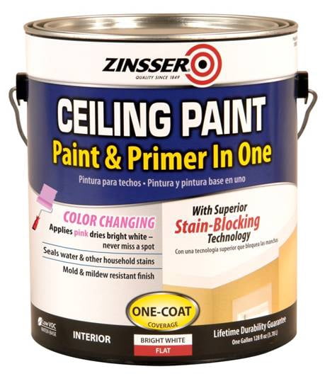 White , Zinsser Flat Ceiling Paint & Primer in One- Gallon, 1 Pack