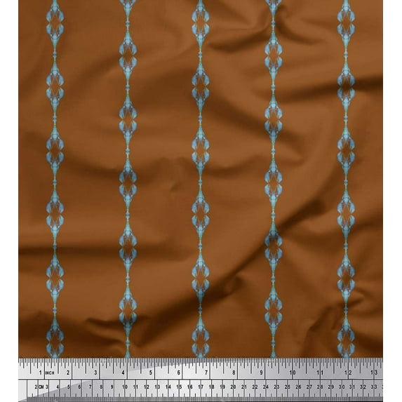 Soimoi Brown Viscose Chiffon Fabric Sea Prawns Ocean Print Fabric by the Yard 42 Inch Wide