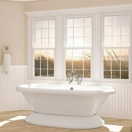 72 Inch Brushed Nickel Chain - Pelham & White Luxury 72 inch Freestanding Tub with Vintage Tub Design in White, includes Pedestal Base and Brushed Nickel Drain, from The Eastchester Collection