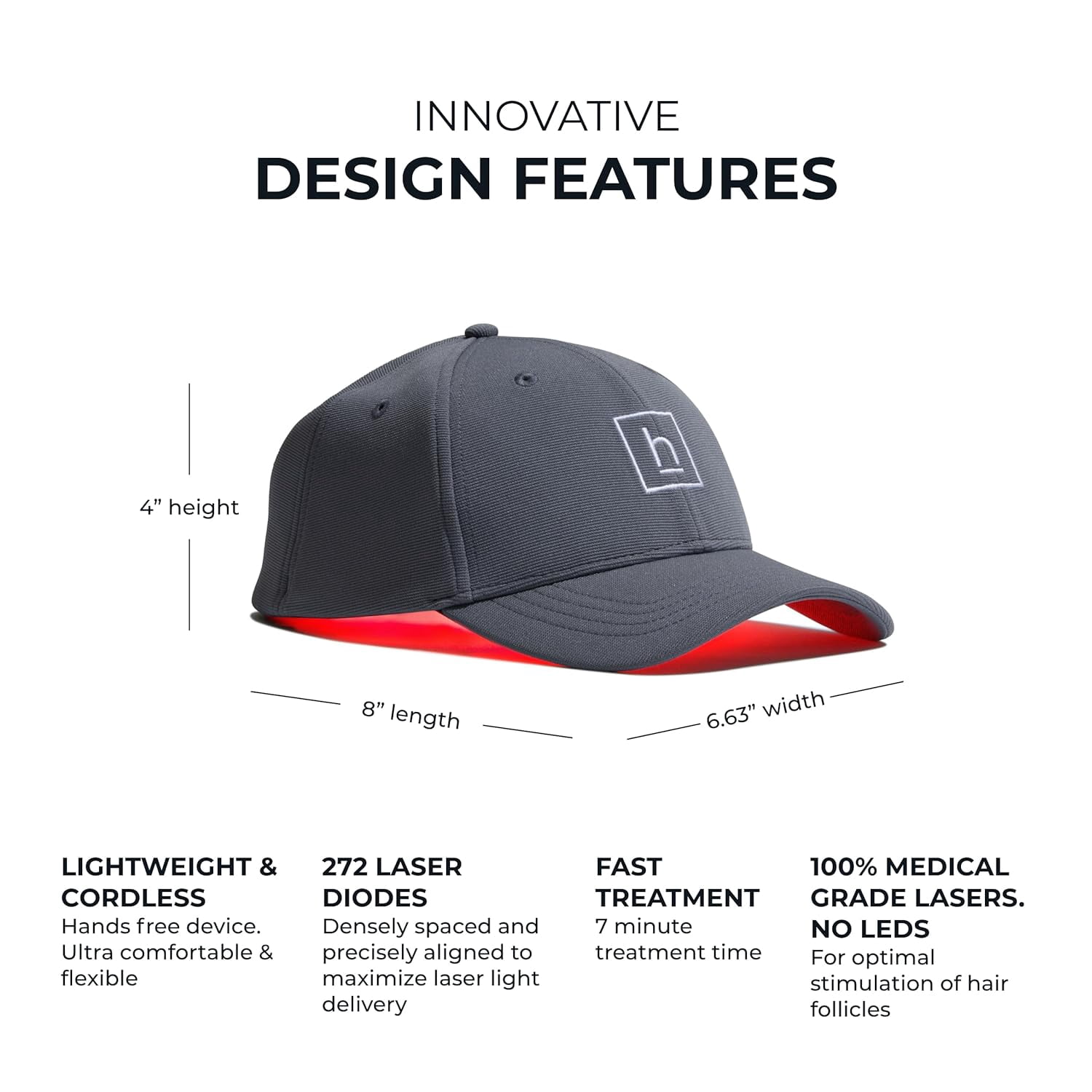 Hairmax PowerFlex 272 Laser Cap - (FDA Cleared) Thinning Hair Loss Solution for Men & Women - Flexible Cordless Design With 7 Minute Treatment Time - Red Light Therapy to Stimulate Hair Growth