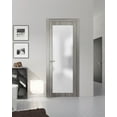 thumbnail image 3 of Solid French Door Frosted Glass | Planum 2102 Ginger Ash | Single Regular Panel Frame Trims Handle | Bathroom Bedroom Sturdy Doors -28" x 84", 3 of 6