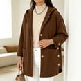 thumbnail image 2 of Jackets for Women, Oversized Button Up Corduroy Hooded Jacket for Women Fall Long Sleeve Cardigans Outerwear Jackets Coat with Pocket, 2 of 8