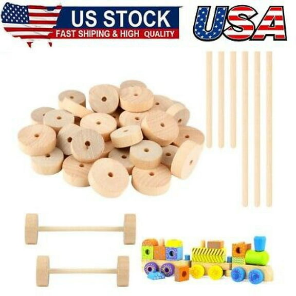 80 Pieces Unfinished Wooden Wheel, 2.8 cm and 3.5 cm Unfinished Wooden Wheels