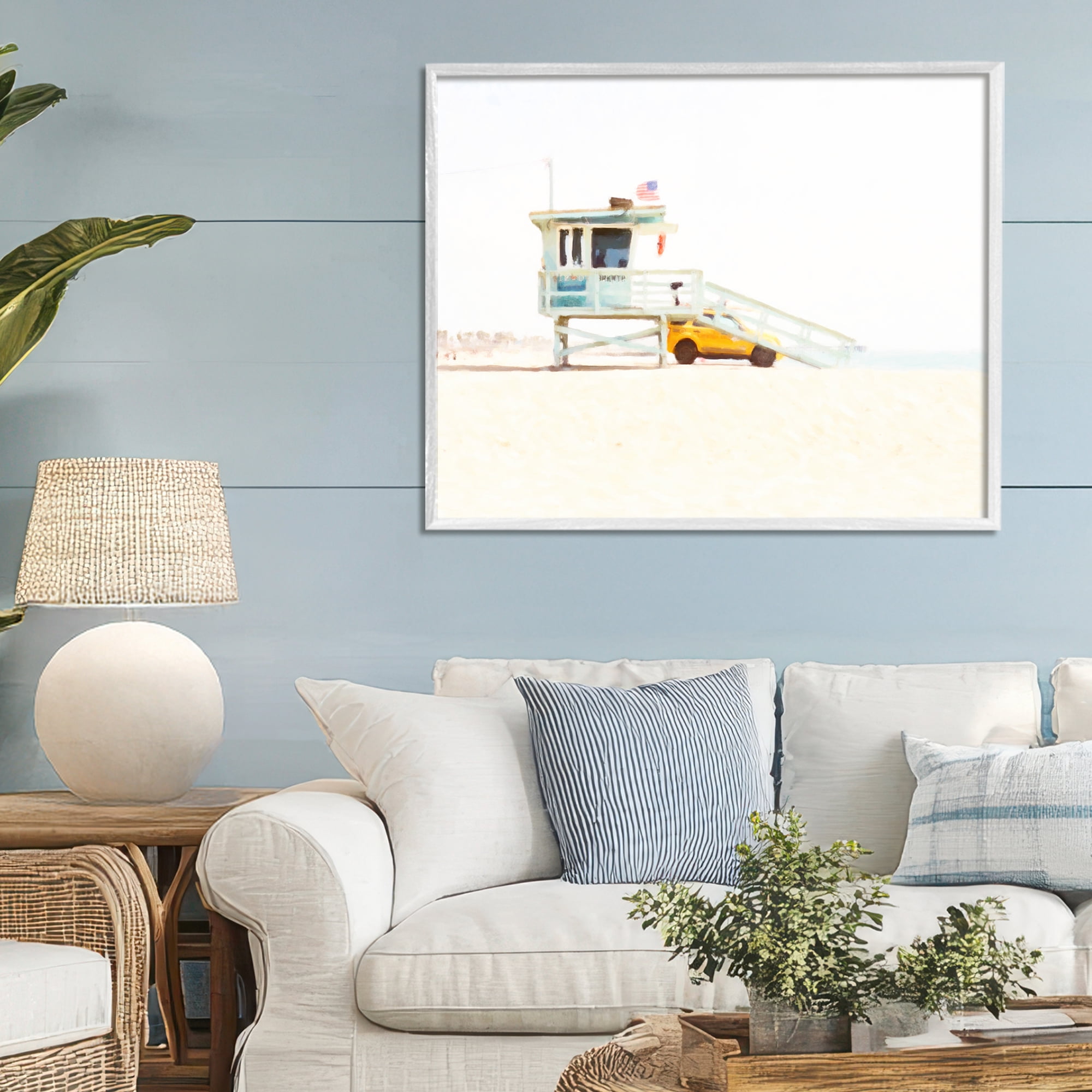 Stupell Industries Soft Light Lifeguard Station White Framed Giclee Art, design by Kim Curinga