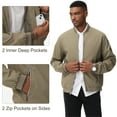 thumbnail image 5 of Satankud Men's Bomber Jacket Lightweight Casual Flight Windbreaker Zip Up Coat with Pocket Khaki L, 5 of 8
