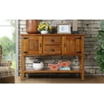 thumbnail image 2 of 48'' Solid Wood Sideboard Console Table with 2 Drawers and Cabinets and Bottom Shelf, Retro Style Storage Dining Buffet Server Cabinet for Living Room Kitchen Dining Room(Brown), 2 of 14