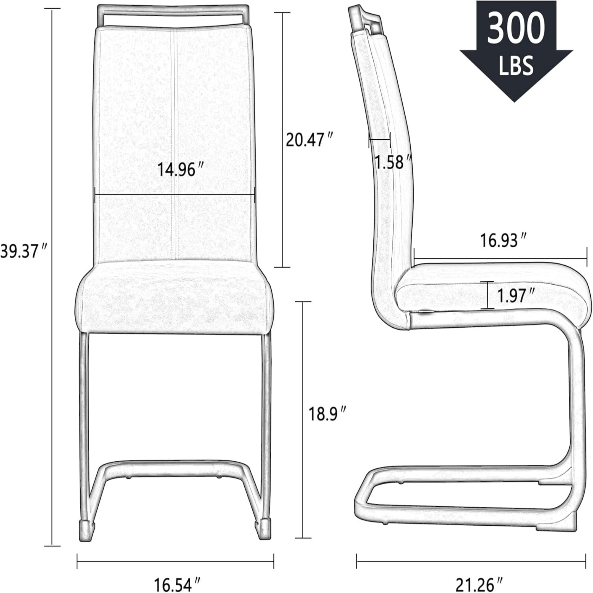 SUDICA Set of 4 Modern PU Leather Dining Chairs, White High Back Upholstered Seats with Gold C-Shaped Metal Legs for Dining Room or Kitchen