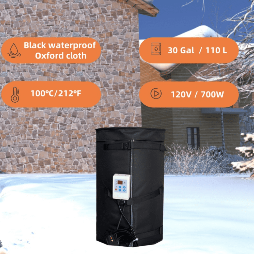 fervidolize Drum Heater 30 Gallon Adjustable Thermostat Black