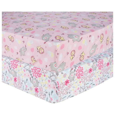UPC: 0846216066078 | Sammy & Lou Pink Gray Yellow Multi-color Microfiber Fitted Sheets Crib Bed (2 Pieces)