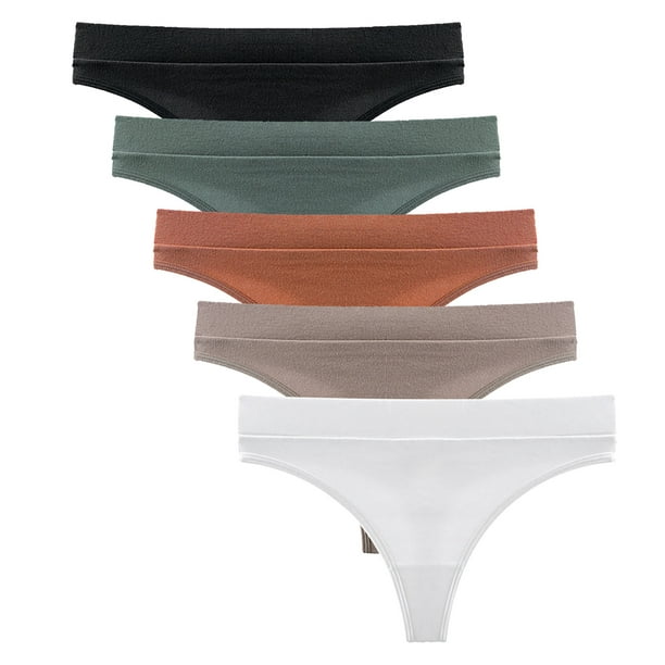Thong Underwear, Ribbed Pure Color Breathable Casual Low Rise Yoga