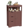 thumbnail image 2 of Homall Wood Bathroom Floor Cabinet with 3 Drawers and 1 Cupboard Free Standing Storage Organizer Hallway Entryway Cabinet for Living Room Kitchen, Brown, 2 of 8
