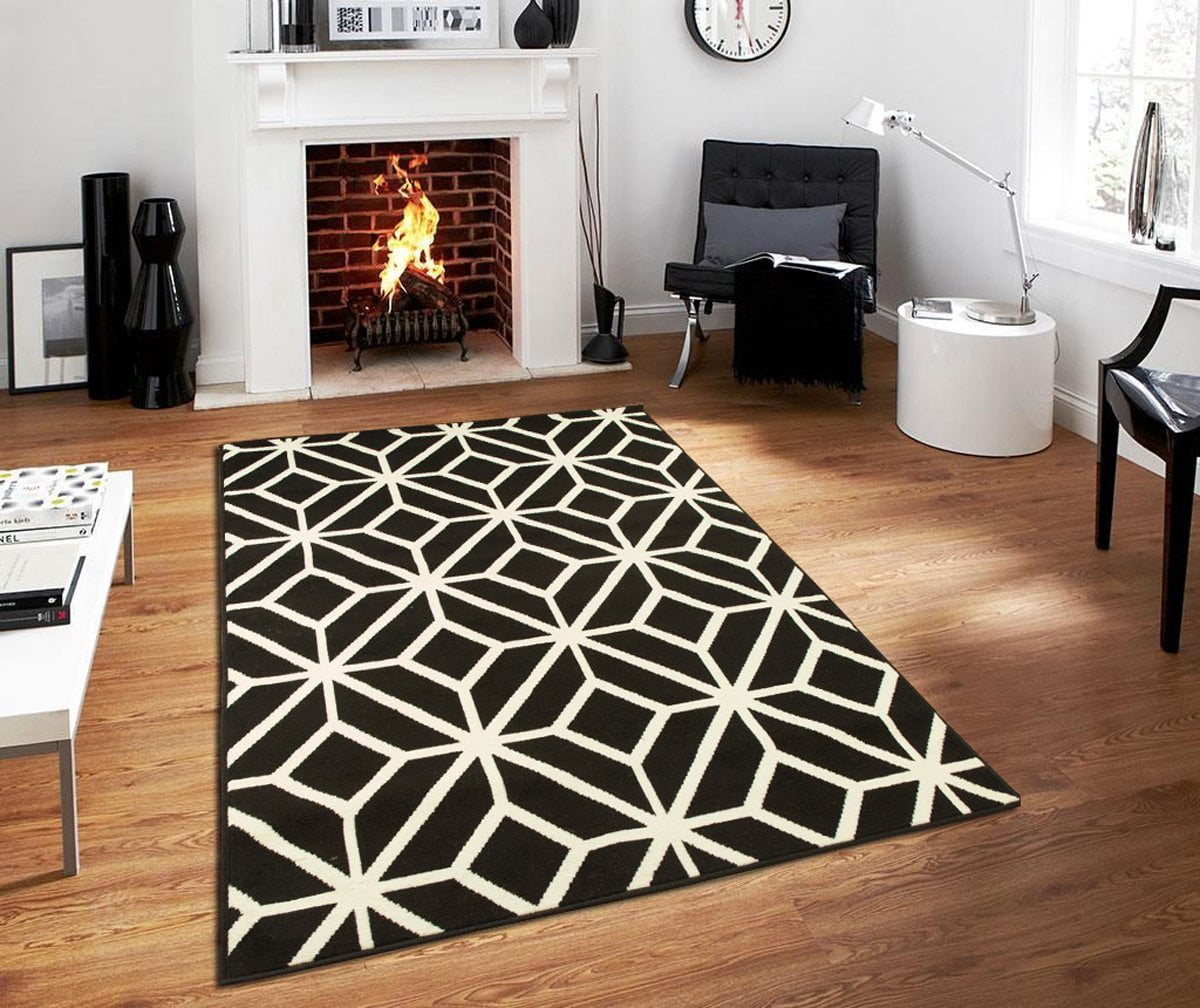 Large Modern 8x11 Black Moroccan Trellis Rug Area Rugs For Living Room Dining Room Rug For Under Table Walmartcom Walmartcom