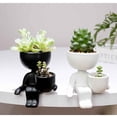 thumbnail image 4 of Sitting Human Shaped Planter Ceramic Flower Pot Plant Container Desktop Decoration White (6x6x10cm), 4 of 6