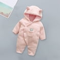 thumbnail image 5 of Odeerbi Infant Boys Girls Cotton Outfits Children Plus Velvet Romper Suit Fall Winter Cotton Clothes Thickened Three-piece Suit Pink 10-12 Months, 5 of 6