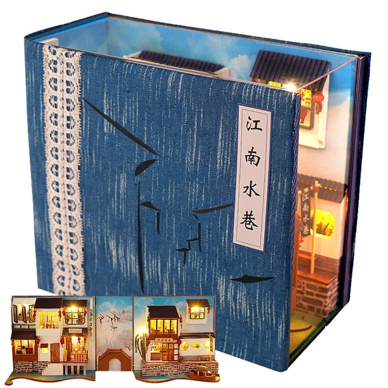 Japanese Street Book Nook Book Shelf Insert Bookcase With Light Model  Building Kit 