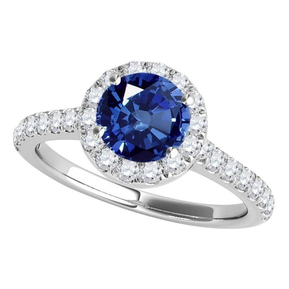 Mauli Jewels Rings for Women 1.17 Carat Diamond And Sapphire Ring prong 14k White Gold