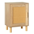 thumbnail image 3 of Tcbosik Wooden Nightstand with Rattan Door, Modern Side Table End Desk for Living Room, Natural, 3 of 8