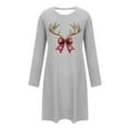 thumbnail image 6 of Blmnix Womens Nightgown Long Sleeve Christmas Plus Size Nightshirt Gray Crew Neck Comfy Sleep Dress, 6 of 6
