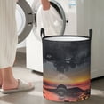thumbnail image 4 of DouZhe Imperméable Pliable Grands Paniers à Linge, Impression Cyberpunk Future Ville Circular Hamper avec Poignées, 4 of 6