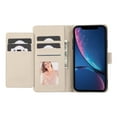 thumbnail image 5 of Allytechgroup Wallet Case for Apple iPhone XR with Crossbody Strap Hand Wrist, Makeup Mirror Cards Slots Cash Pocket RFID Blocking Flip Stand Slim Case Cover for iPhone XR, Beige, 5 of 7