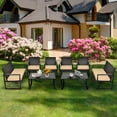 thumbnail image 1 of Gymax Ensemble de Mobilier d'Extérieur en Rotin Osier 8 Pcs, Ensemble de Conversation pour Patio avec Coussins, 1 of 10