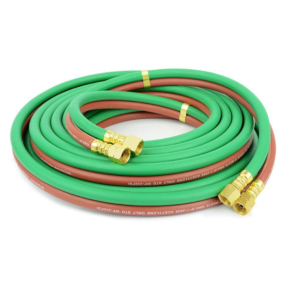Interstate Pneumatics HW44050 1/4 in. x 50 Ft. Grade R, Twin Gas Welding Hose 200 PSI W.P