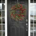 thumbnail image 5 of 18 Inch Winter Christmas Wreath Artificial Pine Needle Wreath with Vibrant Red Berries Cedar Leaves for Front Door Indoor Outdoor Holiday Decorations Xmas Home Wall Decor Festive Winter Display, 5 of 8