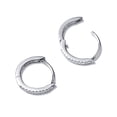 thumbnail image 3 of Skinny White Gold Plated 925 Sterling Silver Men Women Lightweight Iced Cz Thin Hoop Earrings, 3 of 5
