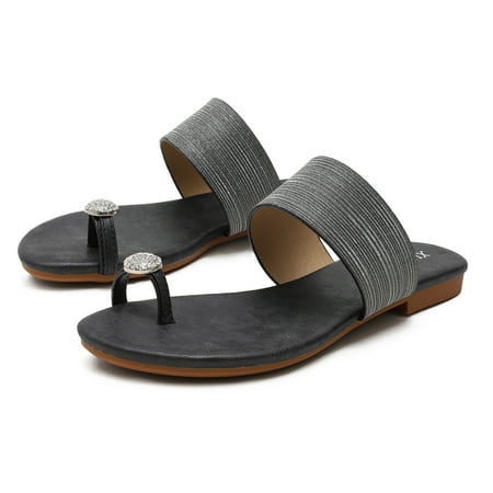 

Daznico Slippers for Women Women Sandals Sandals With Summer Platform Bohemia Flip Flops Flat Shoes Casual Thong Sandals Black 8