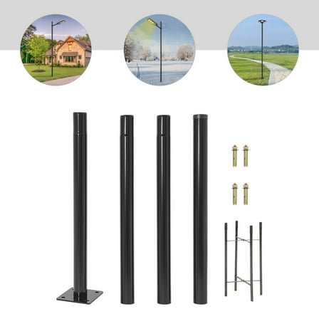 Outdoor Street Light Pole 13ft Floor Mount Walkway Courtyard Lighting Lamp Post with Ground Cage