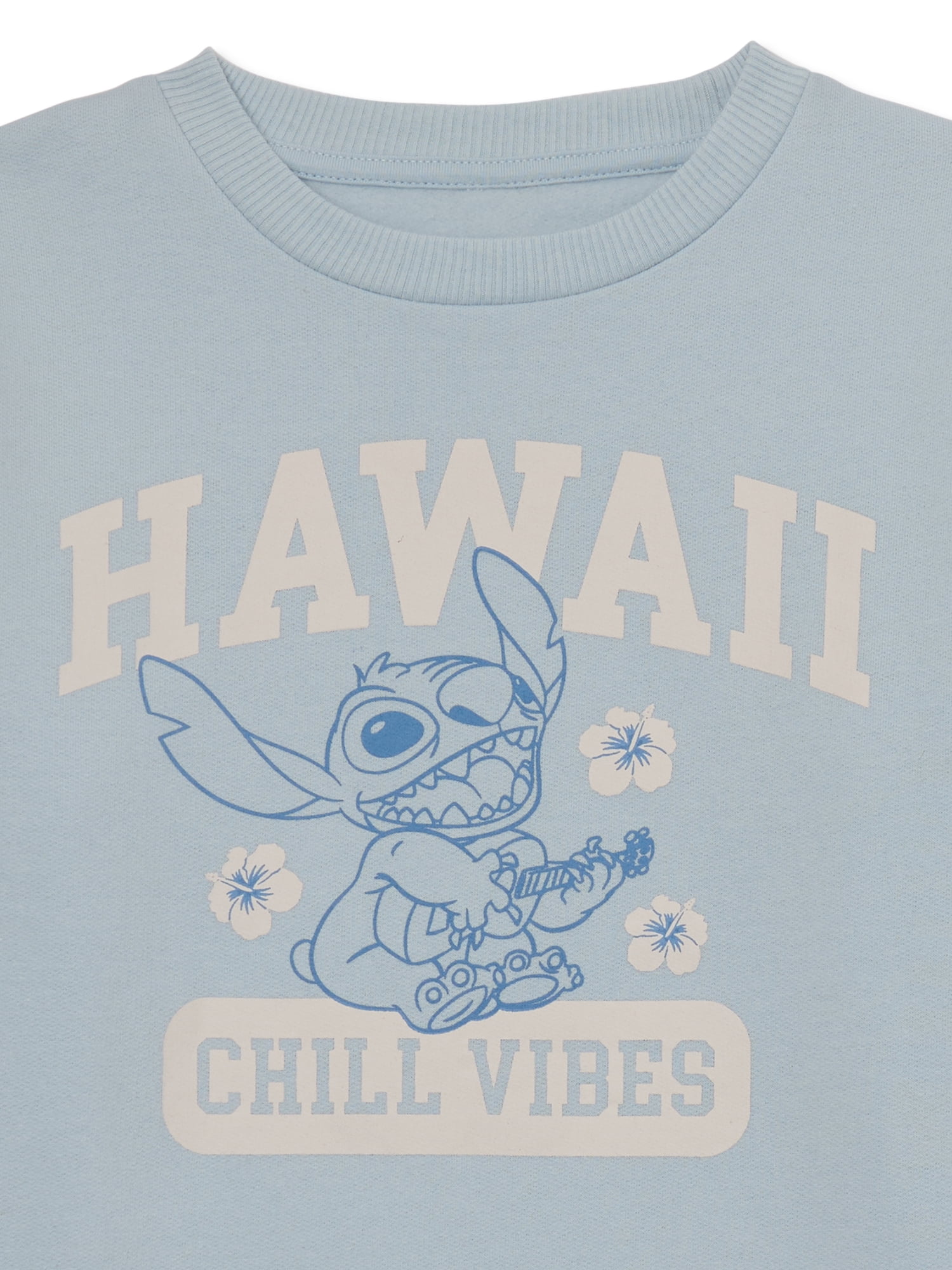 Disney Lilo & Stitch Girls Graphic Crewneck Fleece Sweatshirt, Size 4-16