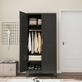 thumbnail image 7 of Metal Armoire Wardrobe Closet, 71" Tall Clothing Storage Cabinet with Hanging Rods, Household Closet Organizers with Adjustable Shelves for Home Office or Gym (Black), 7 of 7