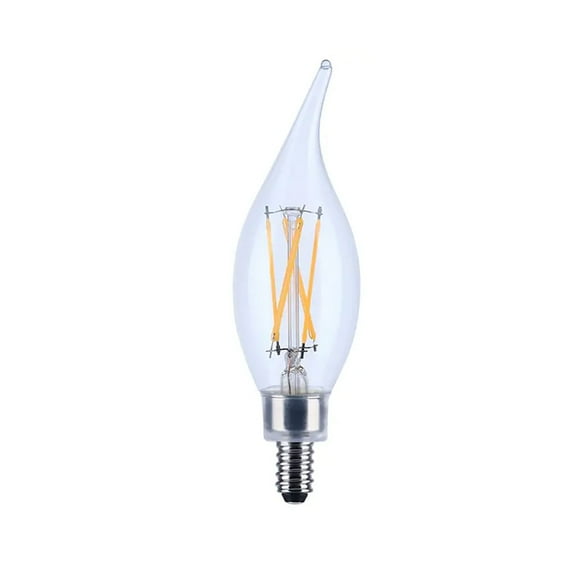 Satco 4 Watt CA10 LED - Clear - Candelabra base - 90 CRI - 4000K - 120 Volt